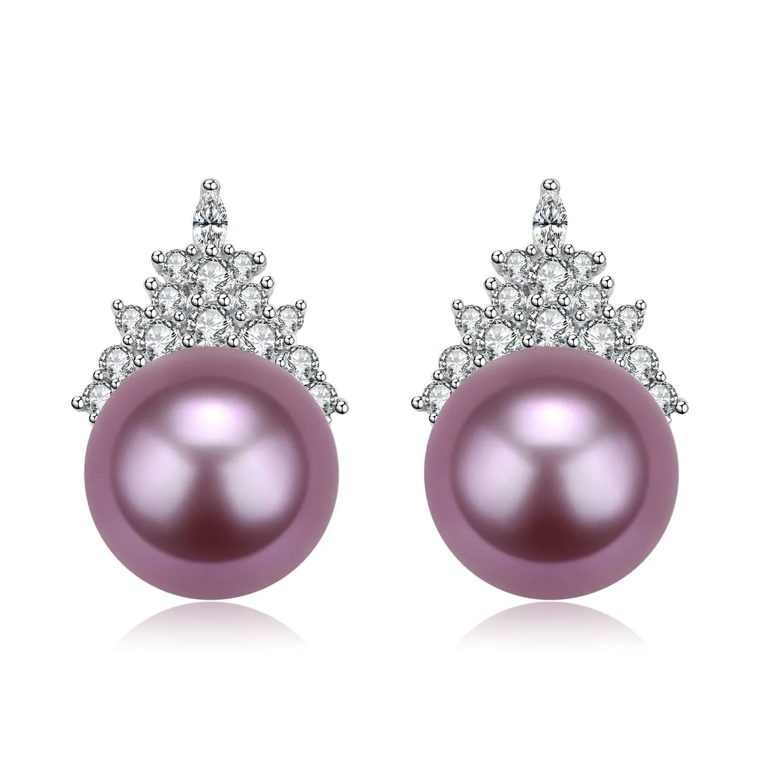 10-11mm Purple Freshwater Pearl & Queen Earrings