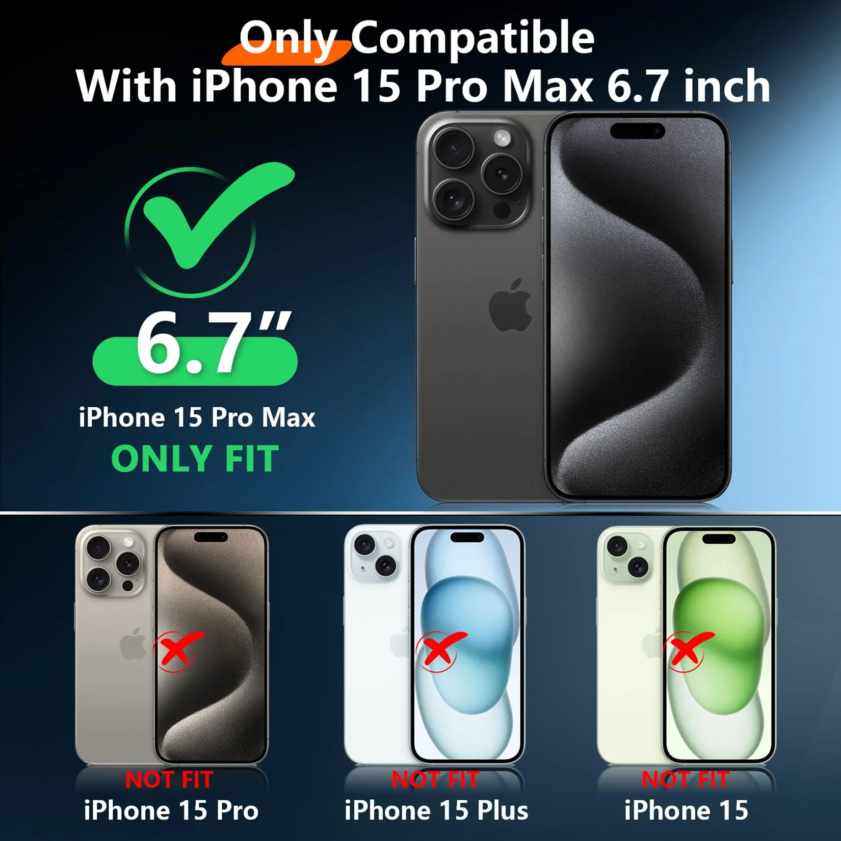 2023 New Designed for iPhone 15 Pro Max Case Waterproof, [Built-in Screen Protector & Glass Camera Protector][Full Body Shockproof][IP68 Underwater][Dropproof] Phone Case for iPhone 15 Pro Max 6.7"