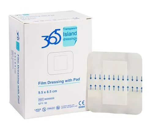 365 Transparent Absorbent Pad Island Dressings 8.5cm x 15.5cm
