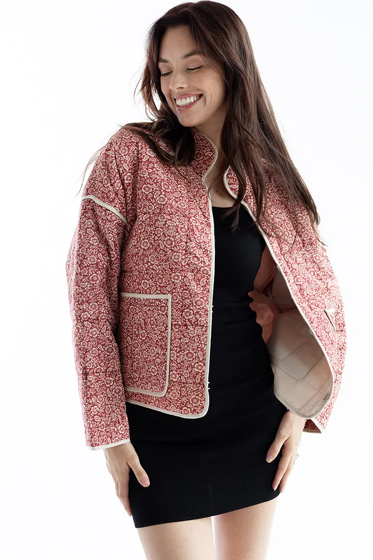 Brick and Ivory Quilted Jacket