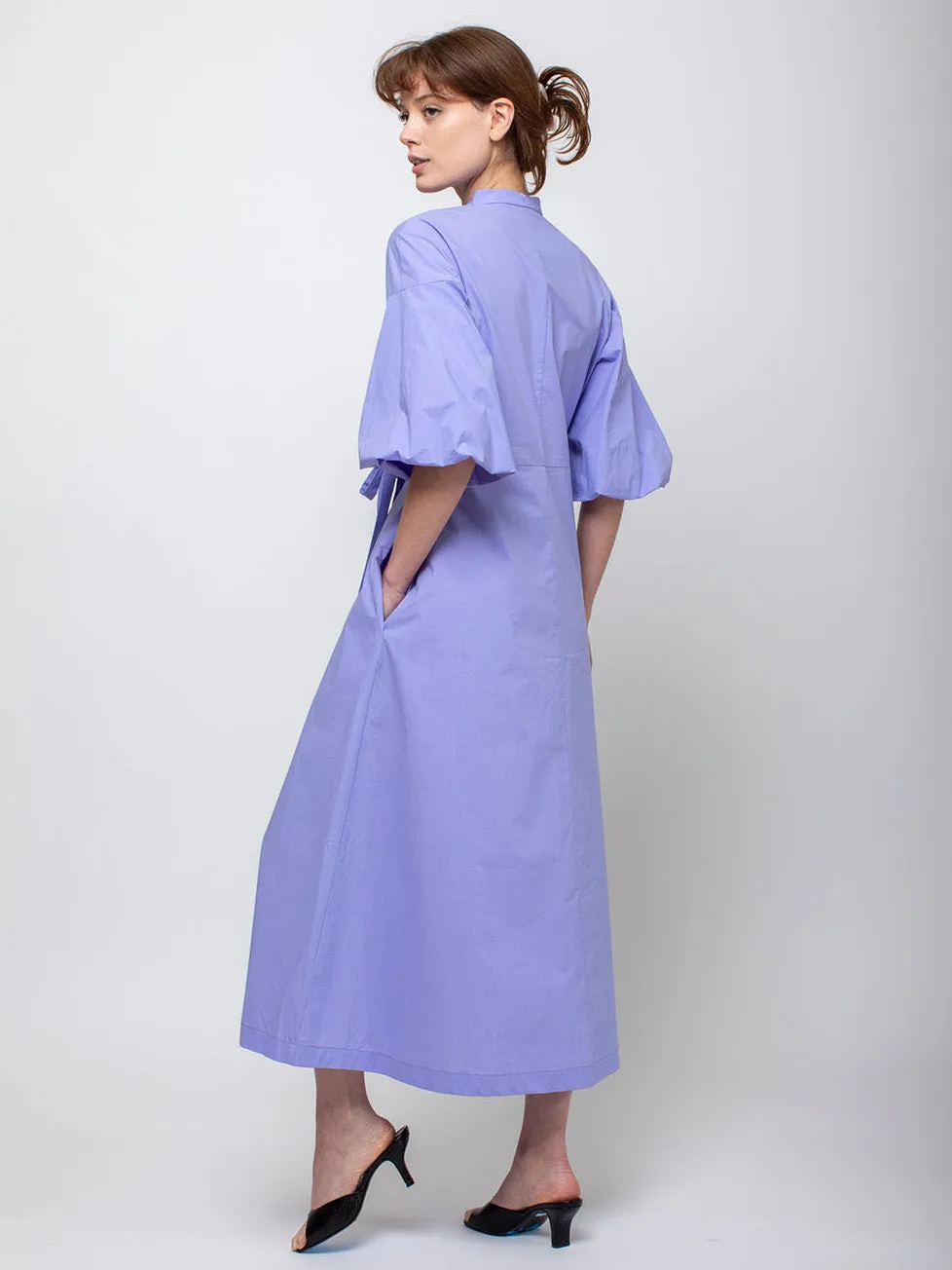 Cotton Poplin Wrap Dress - Wisteria