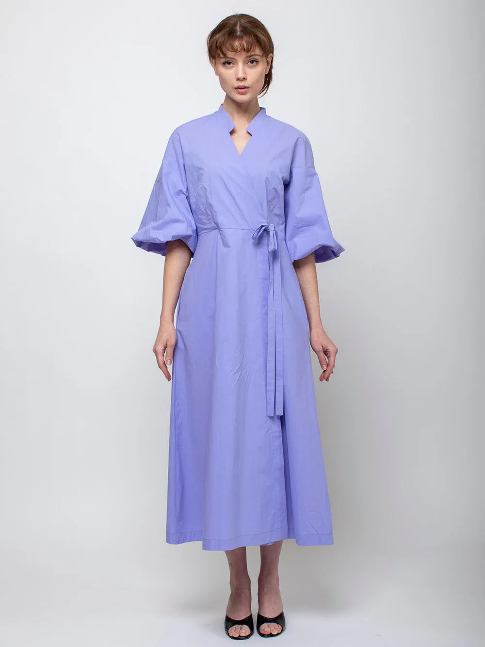 Cotton Poplin Wrap Dress - Wisteria