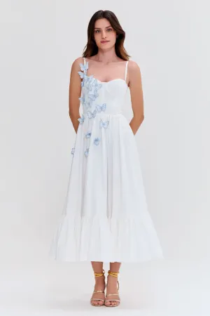 FLUTTER POPLIN BUTTERFLY MIDI DRESS