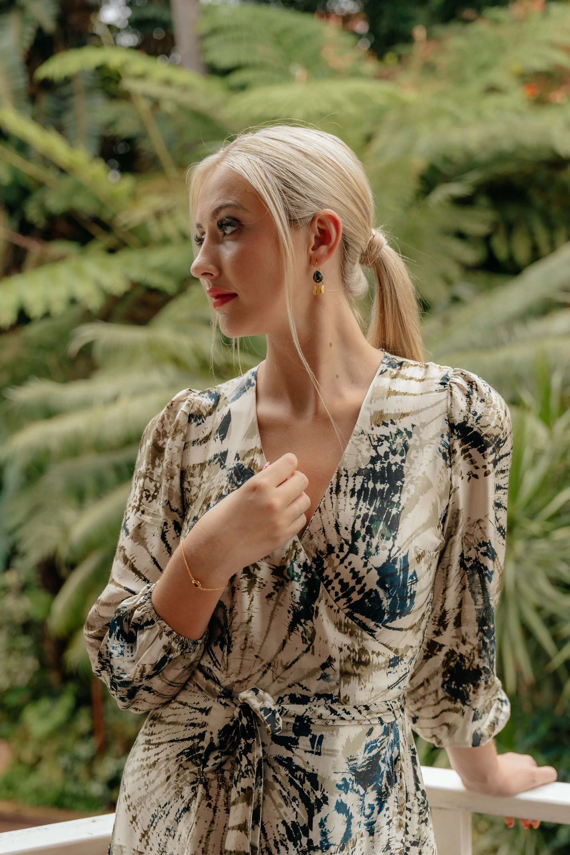 Grace Wrap Dress Ombre Circles Olive