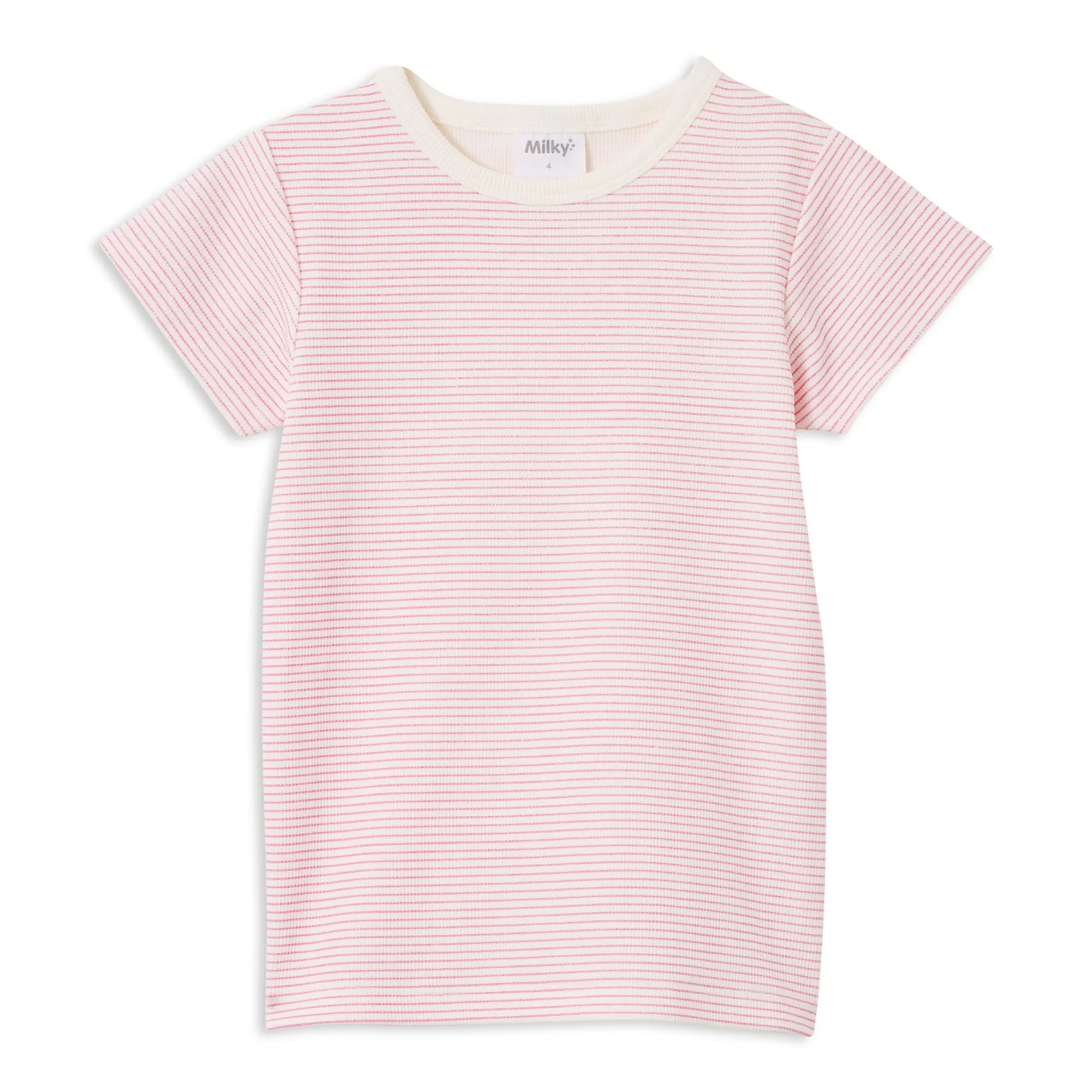 Milky Pink Stripe Rib T-Shirt
