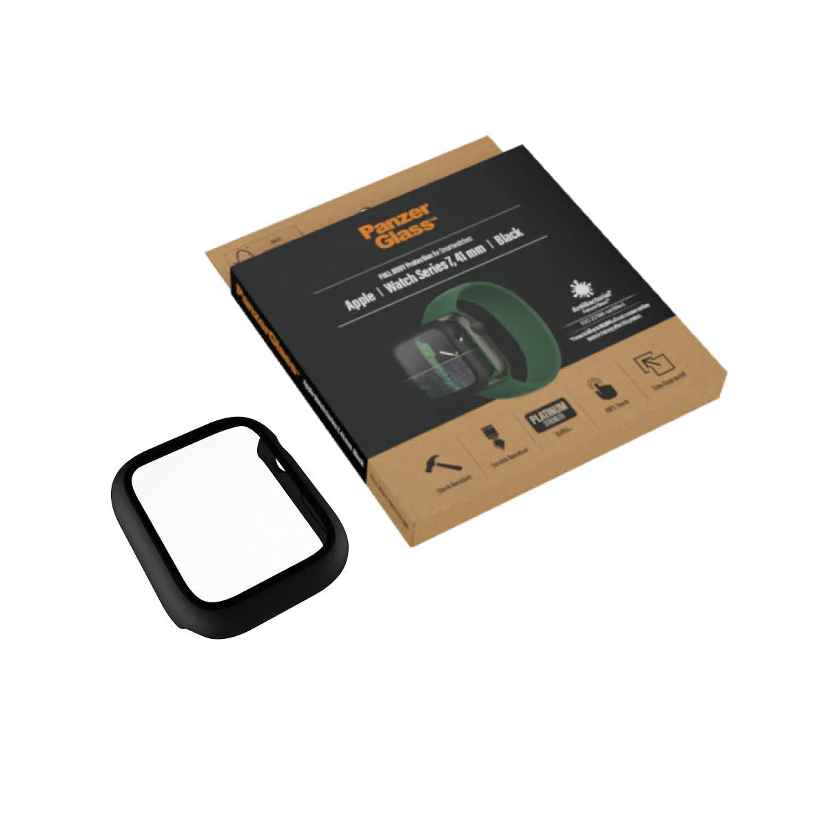 [OPEN BOX] PANZERGLASS Apple Watch Series 7/8 41mm Screen Protector Full Body Case - Black AB