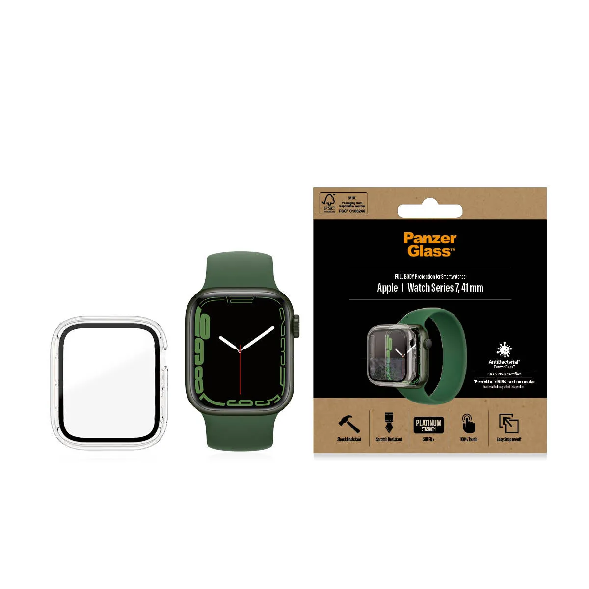 [OPEN BOX] PANZERGLASS Apple Watch Series 7/8 41mm Screen Protector Full Body Case - Clear AB