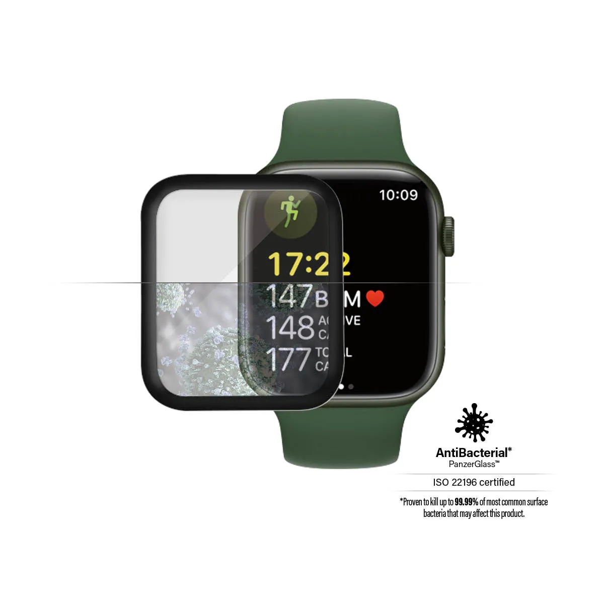 [OPEN BOX] PANZERGLASS Apple Watch Series 7/8 41mm Screen Protector Glass Super Plus - Black Frame - Clear