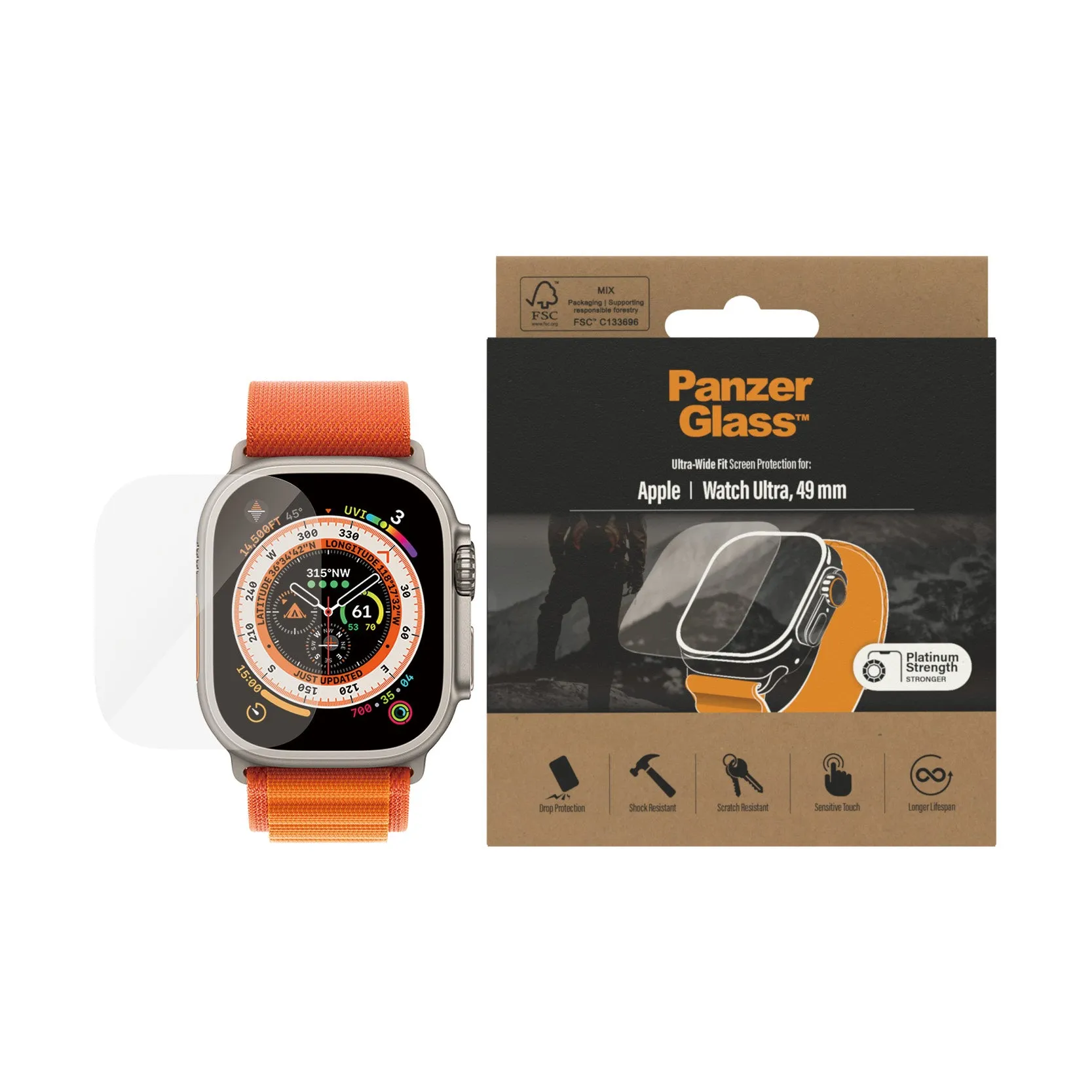 PANZERGLASS Apple Watch Ultra 49mm Ultra Screen Protector - Transparent