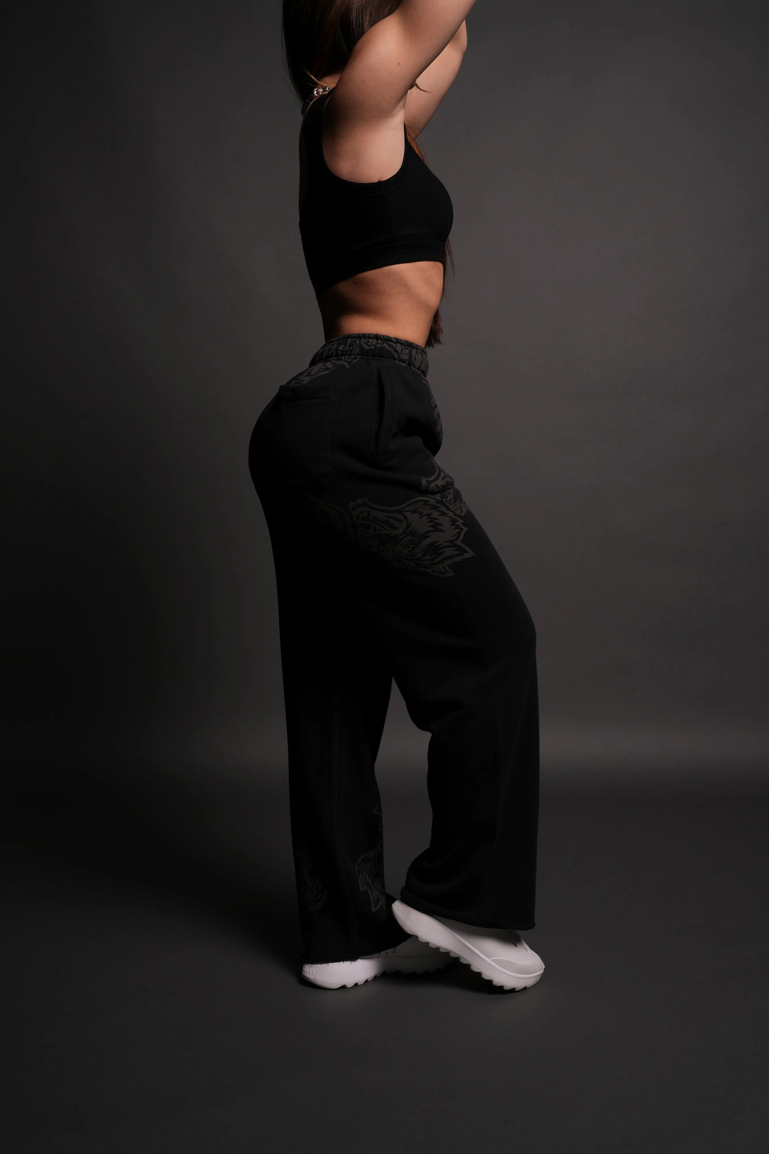 Surrounded By Family She Big Cozy Sweats in Black