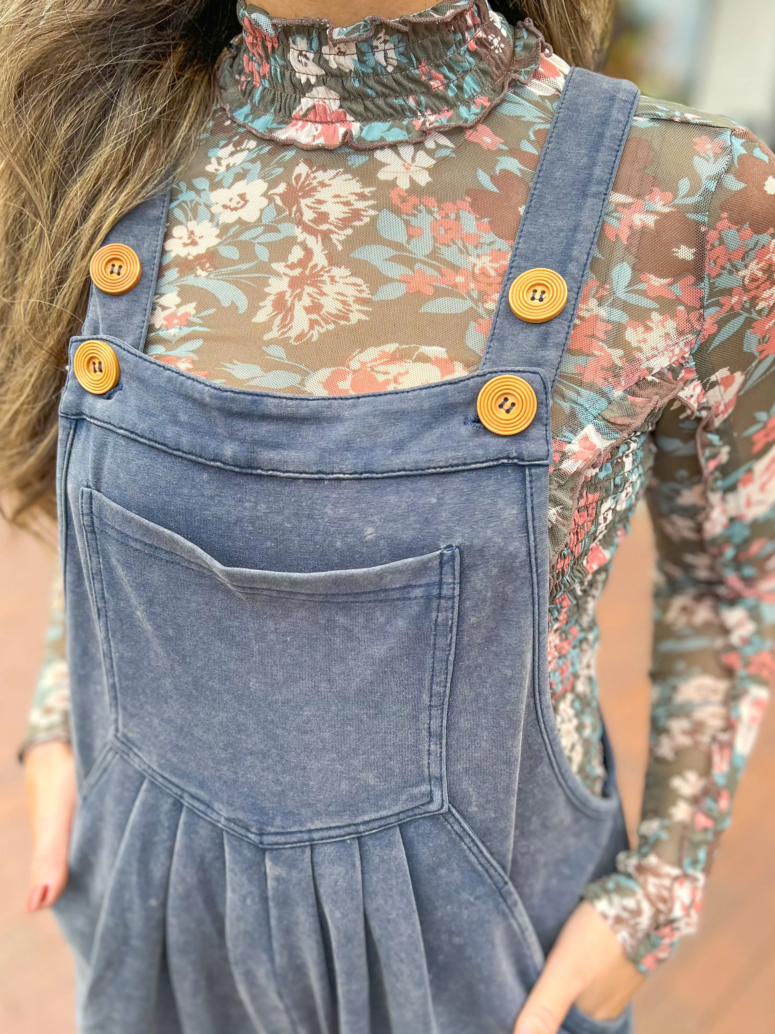 Washed Blue Knit Jumpsuit