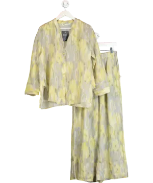 ZARA Yellow Ramie Button Down Tie Dye Effect Shirt  Uk L And Wide Leg Pull On Trousers UK S